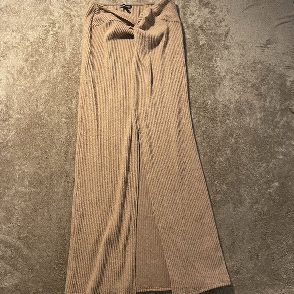Pretty Little Thing Dress Womens 12 L/XL Long Ribbed Soft Maxi Slit Strapless - Picture 1 of 6